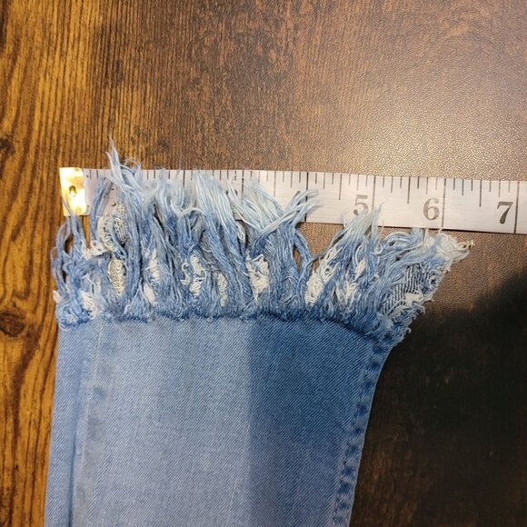 Free People Jeans 27 Great Heights Skinny Fray Fringe Hem Stretch Denim Light - Picture 9 of 10